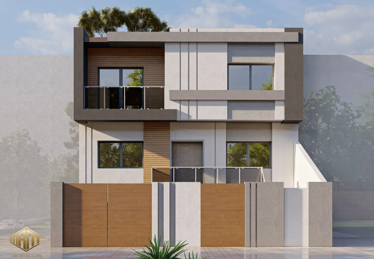Villa Khouribga - Façade moderne avec volumes géométriques et bois