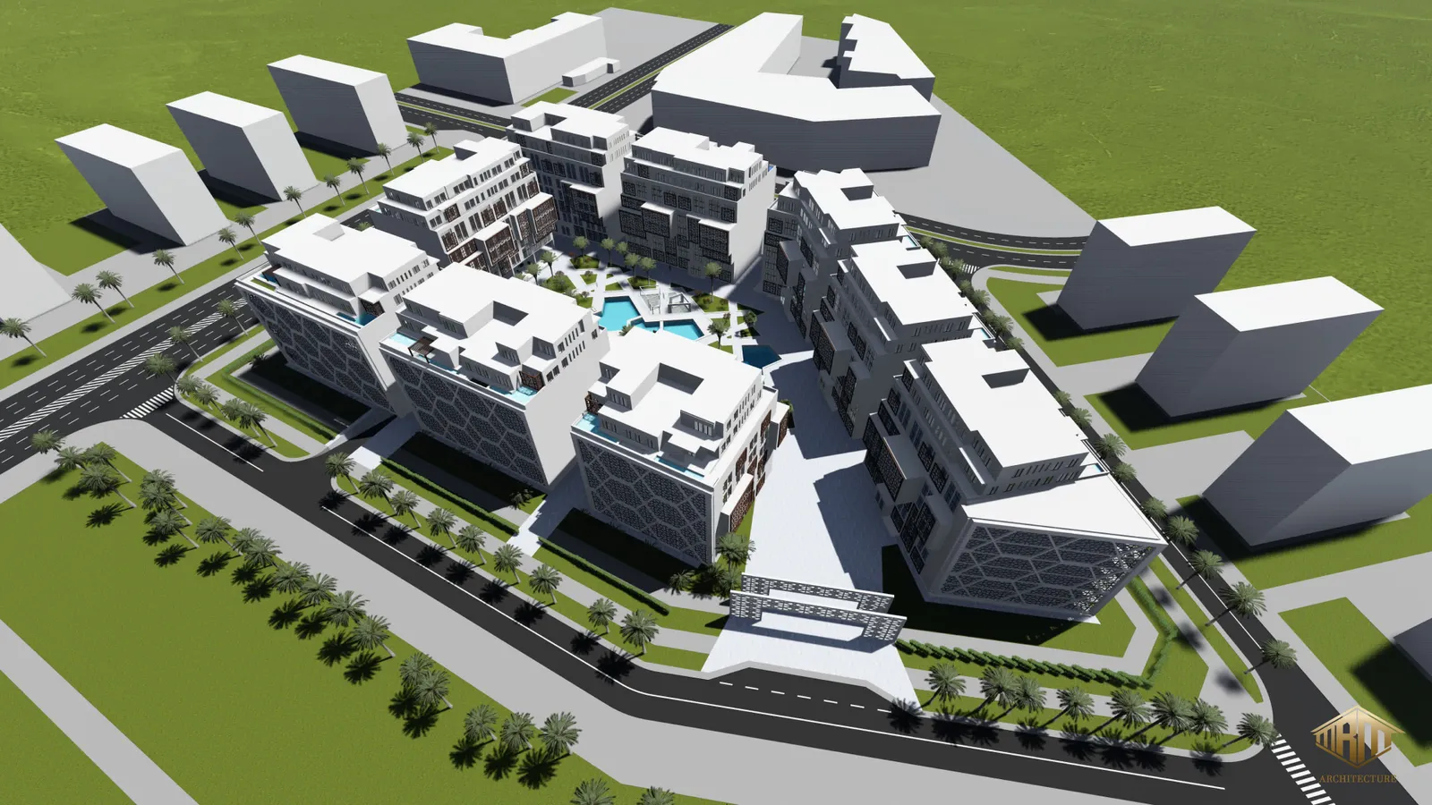 Groupement d'habitation Tamaris - Vue aérienne du complexe résidentiel